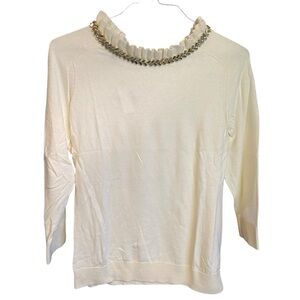 NWT RSVP by Talbots Embellished Neck Top Off White Size Medium